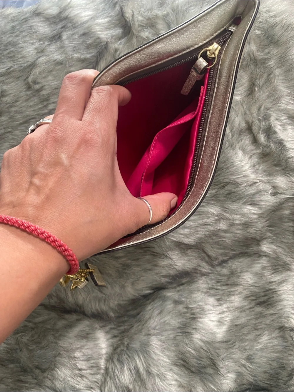 Coach Pebbled Leather Wristlet in Light Taupe